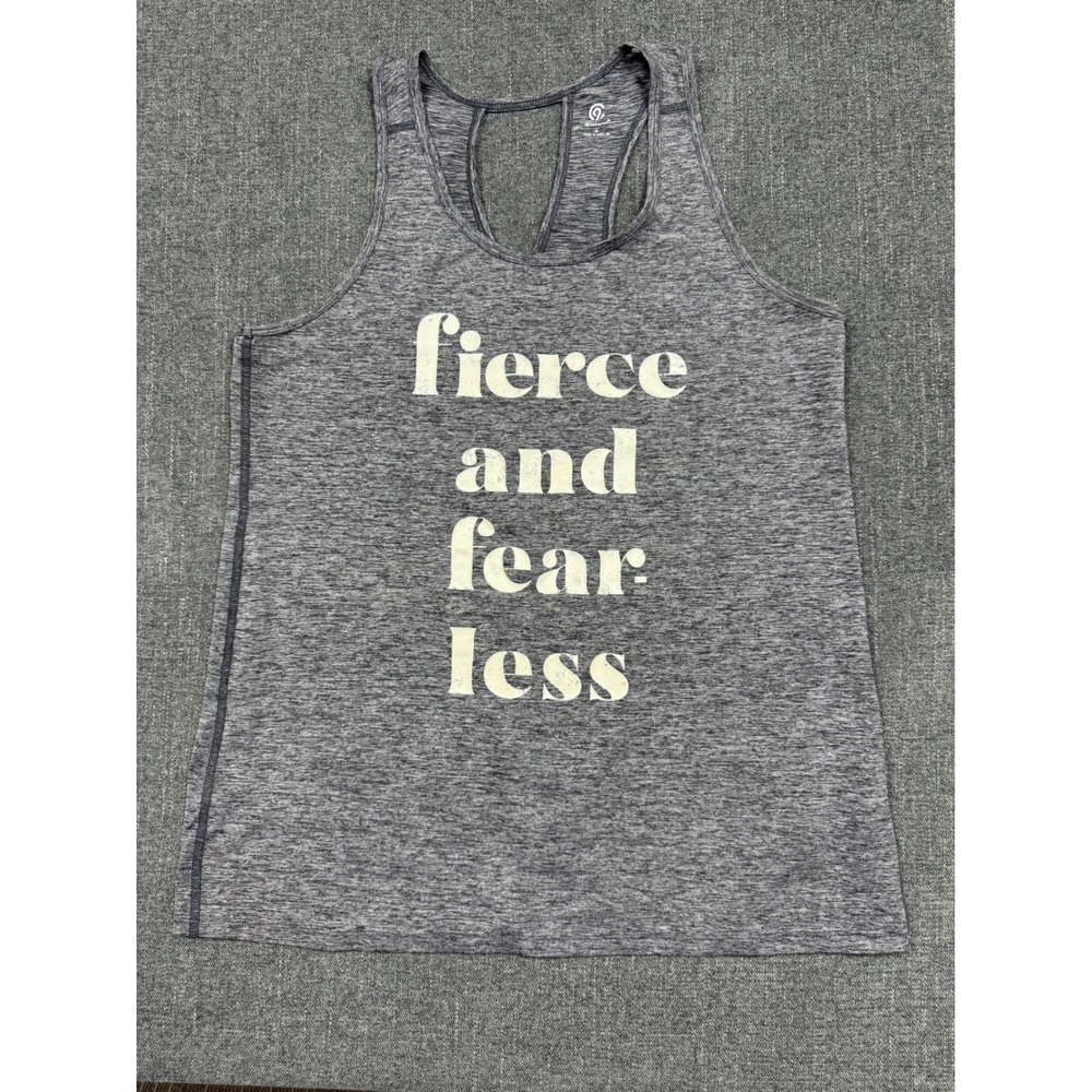 Champion C9 Womens Fierce and Fearless Graphic Tank Top Gray Space Dye Medium